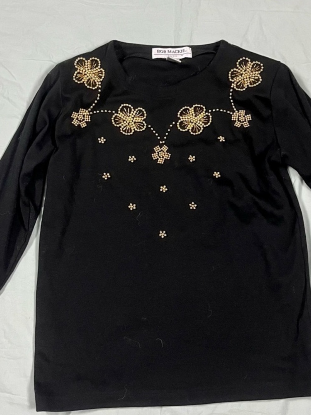 Vintage 1980s Bob Mackie Studio Black Studded Top size Small